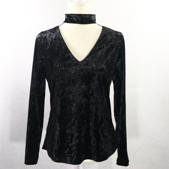 NEW RO &DE Womens Velvet Goth Black Choker Top M - Picture 4 of 8